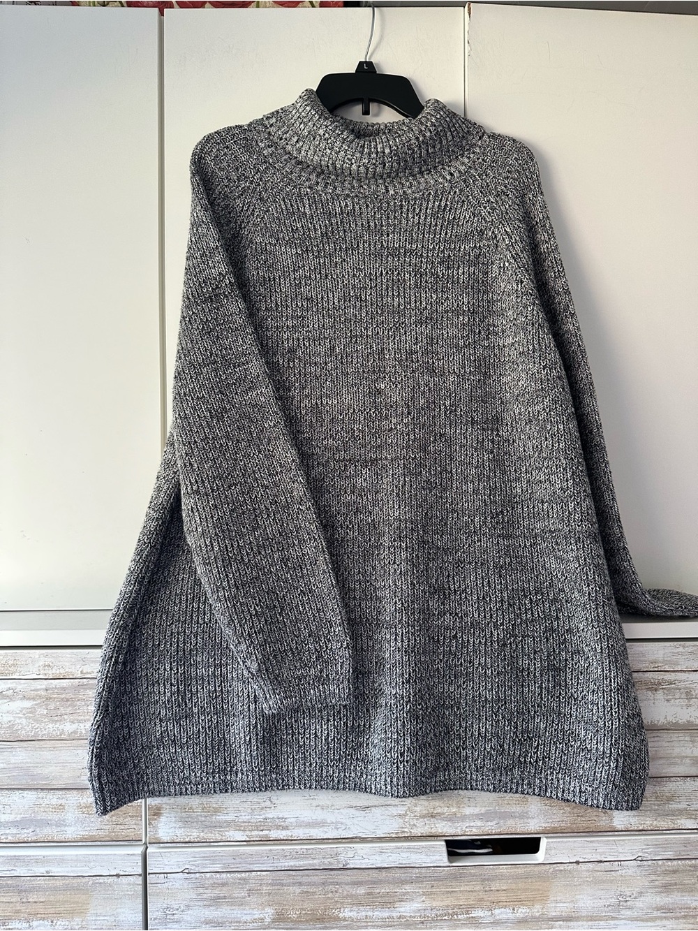 🩶 Coldwater Creek Marled Cotton Turtleneck Tunic Sweater Size XL